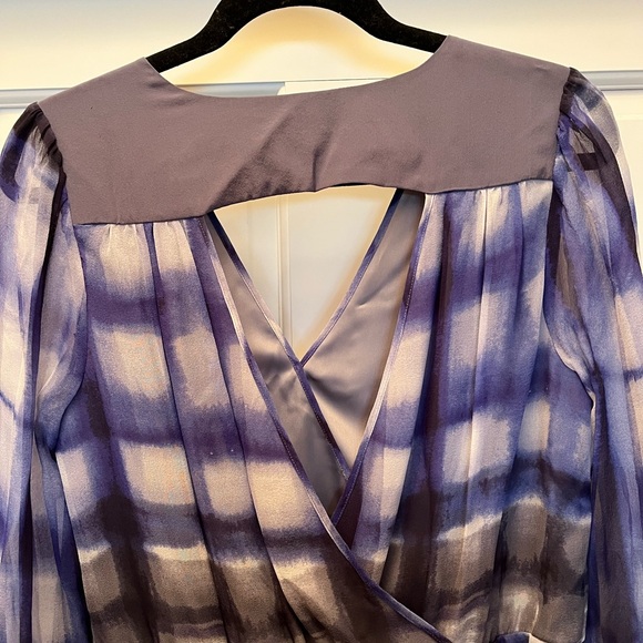 Cusp by Neiman Marcus Blue and Gray Silk Mini Dress - Picture 6 of 10